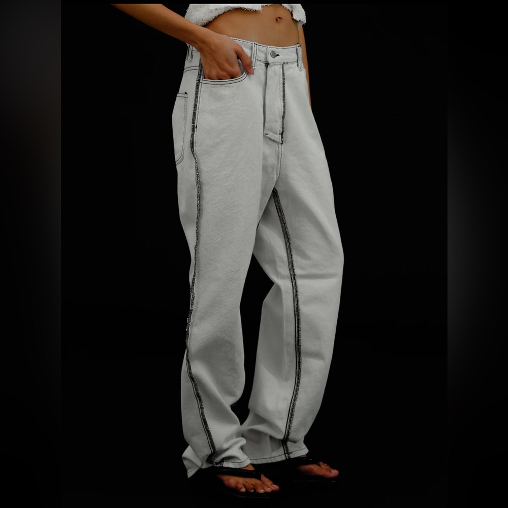 Source Unknown Reverse Stitched Jeans, Washed Whi… - image 5